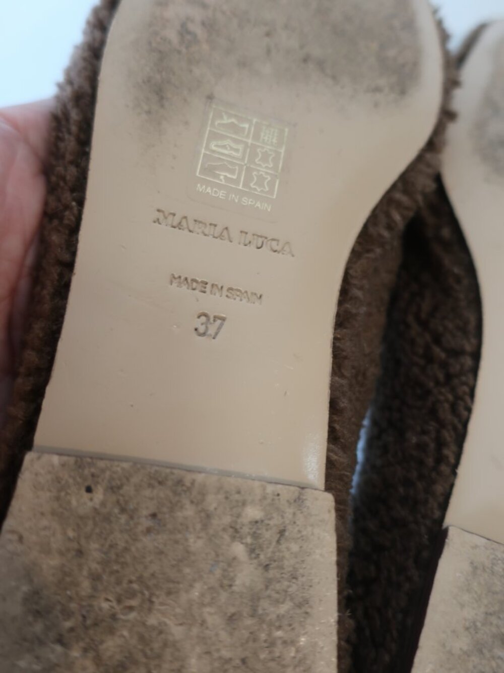 Women Maria Luca Chocolate Square Toe Teddy Eco Fur Augusta Ballet Flats 37 US/6 - Picture 15 of 16